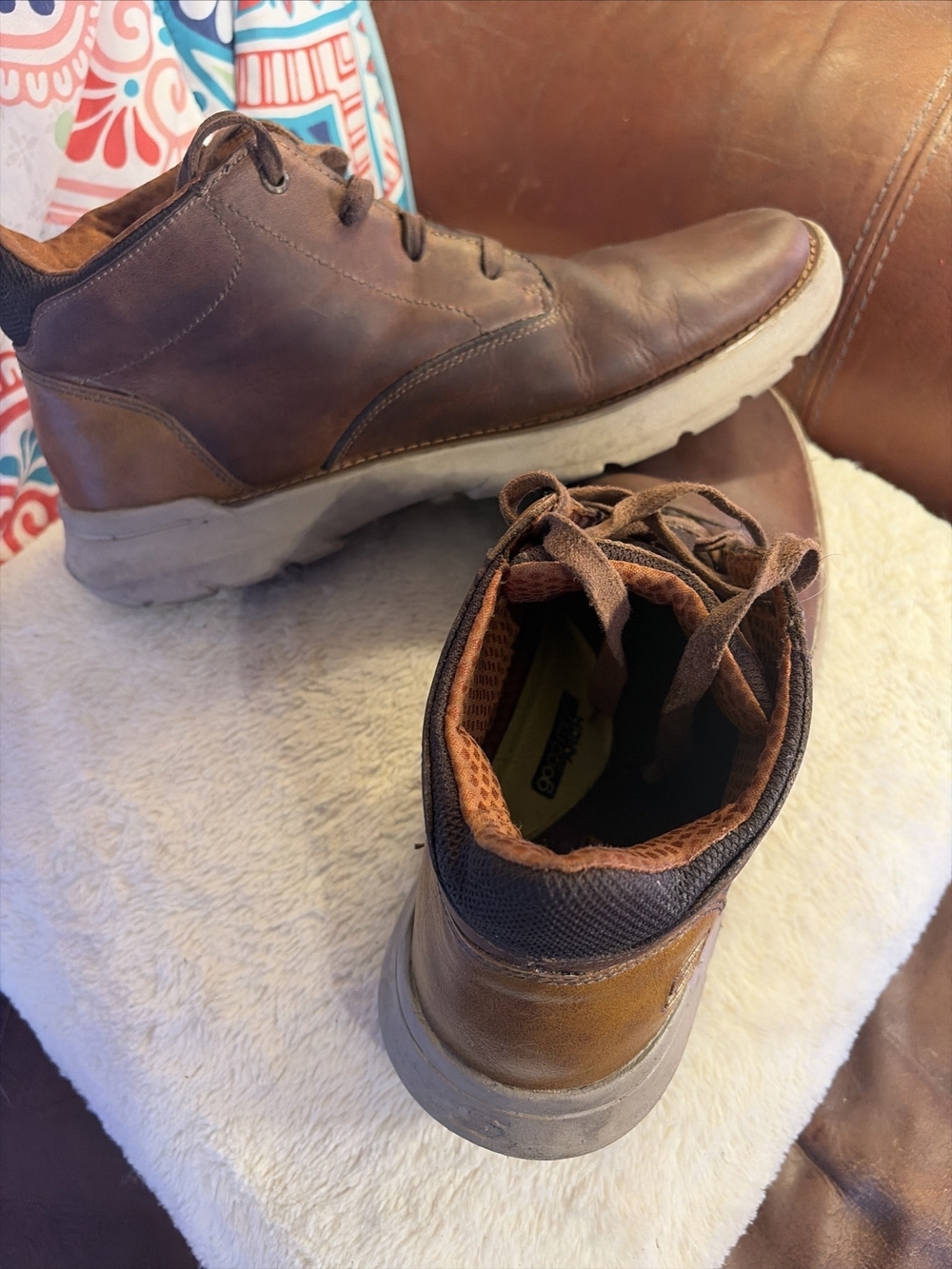Skechers Brown Leather Lace-Up Mid-Top Boots